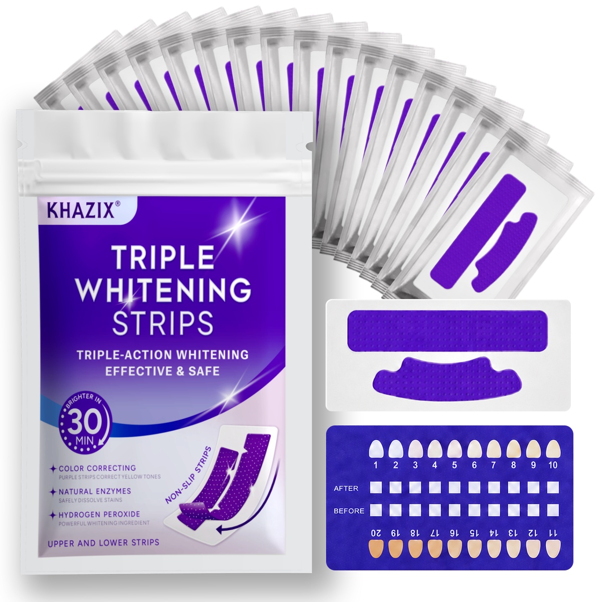Teeth Whitening Kit - แผ่นดูแลสุขภาพช่องปาก 7 ชิ้น แผ่นแปะฟันเพื่อสุขอนามัยในช่องปาก ช่วยให้ลมหายใจสดชื่น แผ่นทำความสะอาดช่องปากสำหรับใช้ทุกวัน